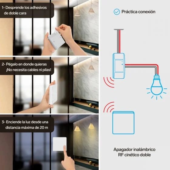 Apagador inalámbrico RF cinético